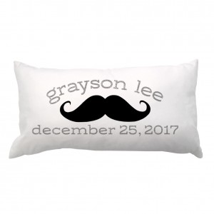 4 Wooden Shoes Mustache with Name and Date Lumbar Pillow FWDS1408
